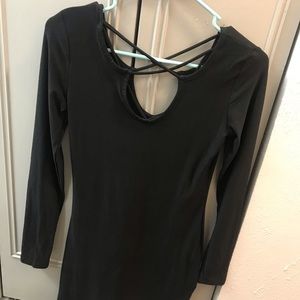 Cute Long Sleeve Stretchy Crisscross Dress